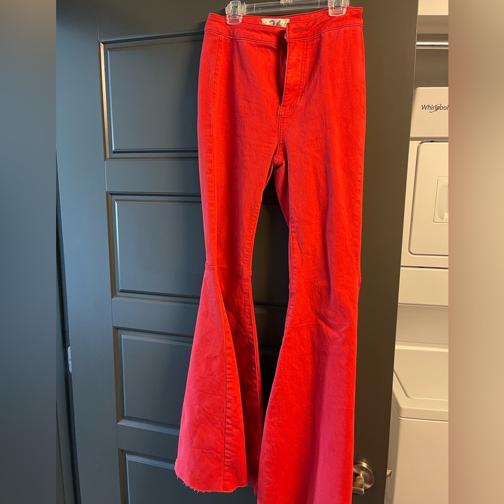 Free people flare jeans in red!